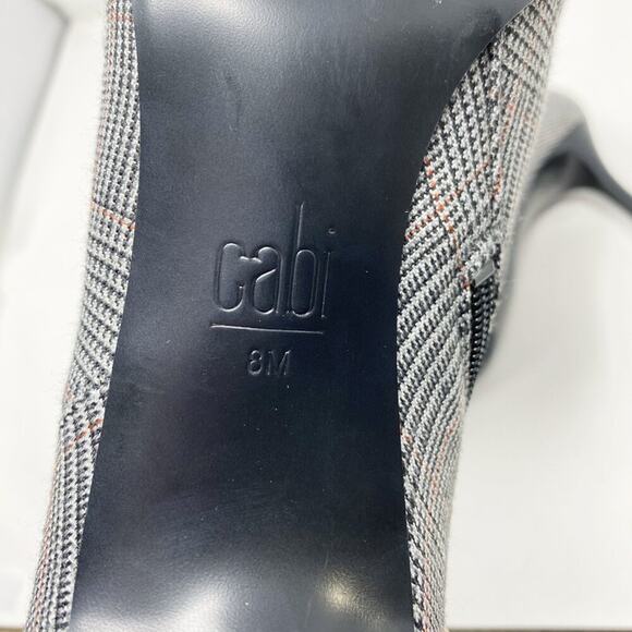 Cabi Black and Gray Plaid Pointy Toe Ankle Booties Side Zip Women's Size 8 EUC - Picture 7 of 9